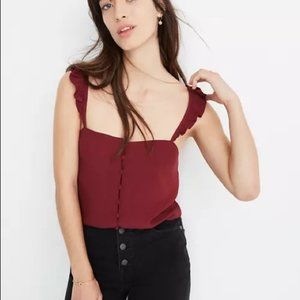 Madewell Burgundy Ruffle Strap Tank Top Size 6